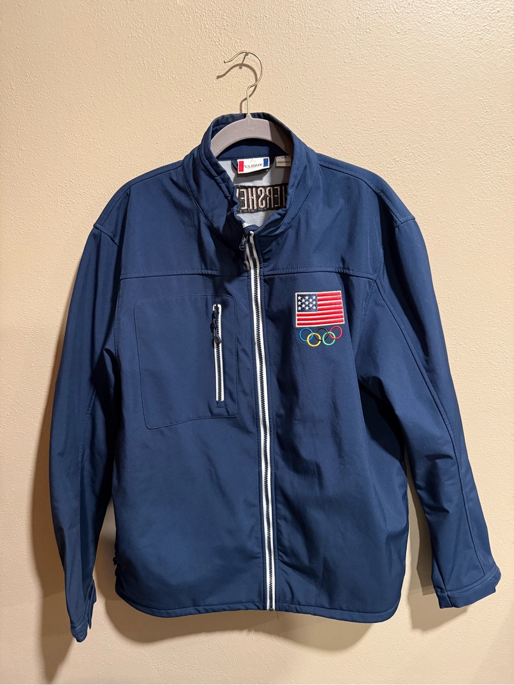 Men's Navy Performance Softshell Jacket with USA Olympic Embroidery